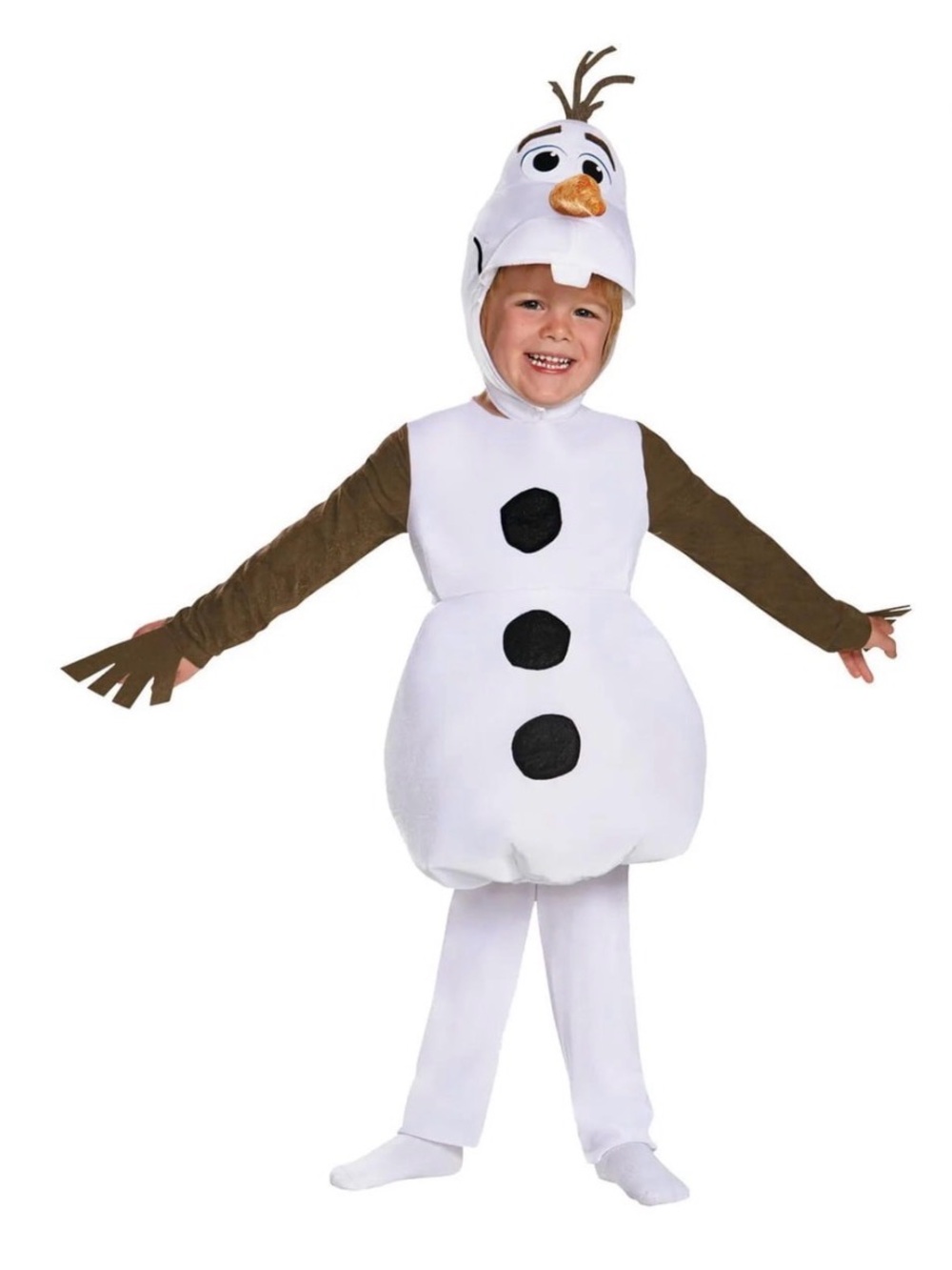 Disney Frozen Olaf Child Costume S4-6 Hooded Polyester White/Brown Orange Black